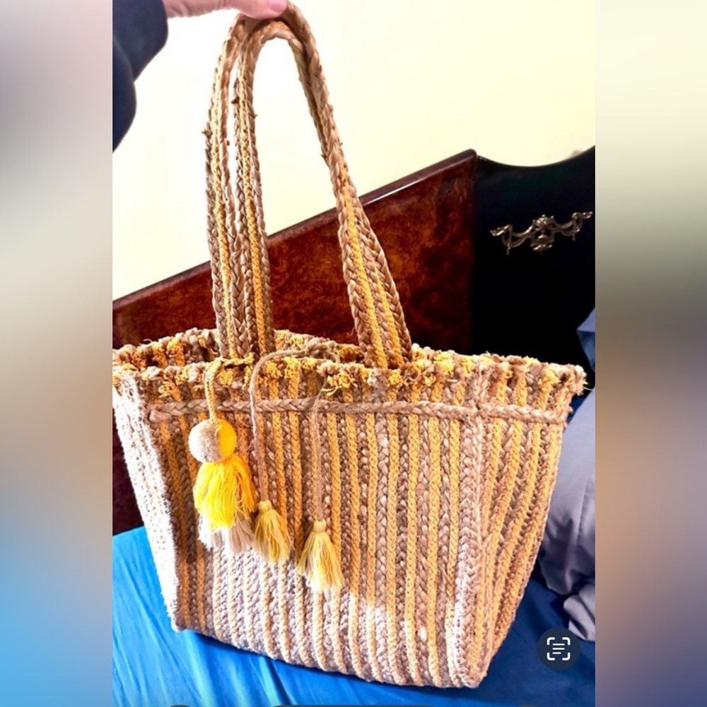 America and Beyond Large Jute Tote Bag